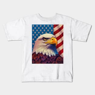 USA America Fourth of July Op Art Bald Eagle July 4th Kids T-Shirt
